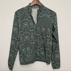 Outdoor Voices Front Zip Utility Jacket Green Print Size Small